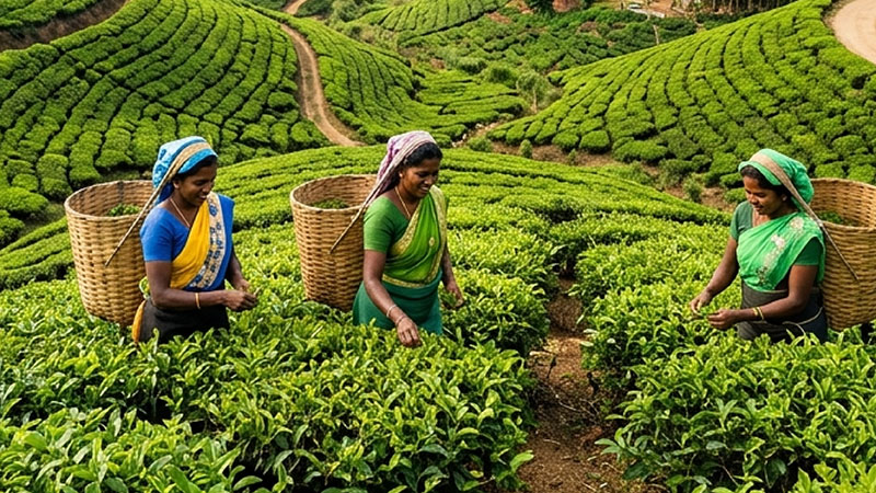 Tea plucking at premium estates